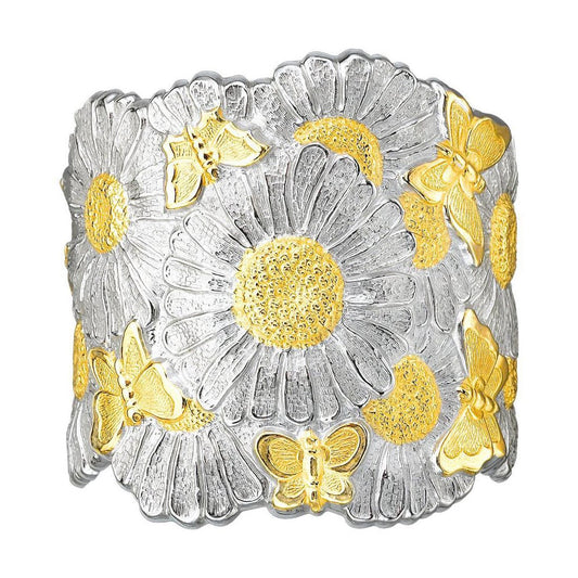 Buccellati - Silver Vermeil Extra Large Flower Cuff Bracelet
