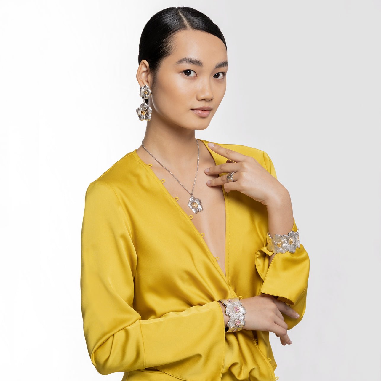 Buccellati - Silver Vermeil Gardenia Flower Cuff Bracelet