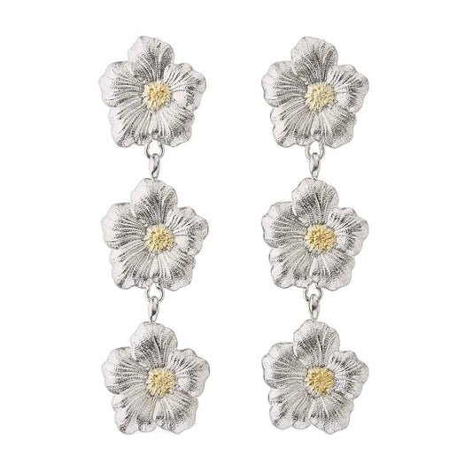 Buccellati - Silver Vermeil Gardenia Triple - Drop Earrings