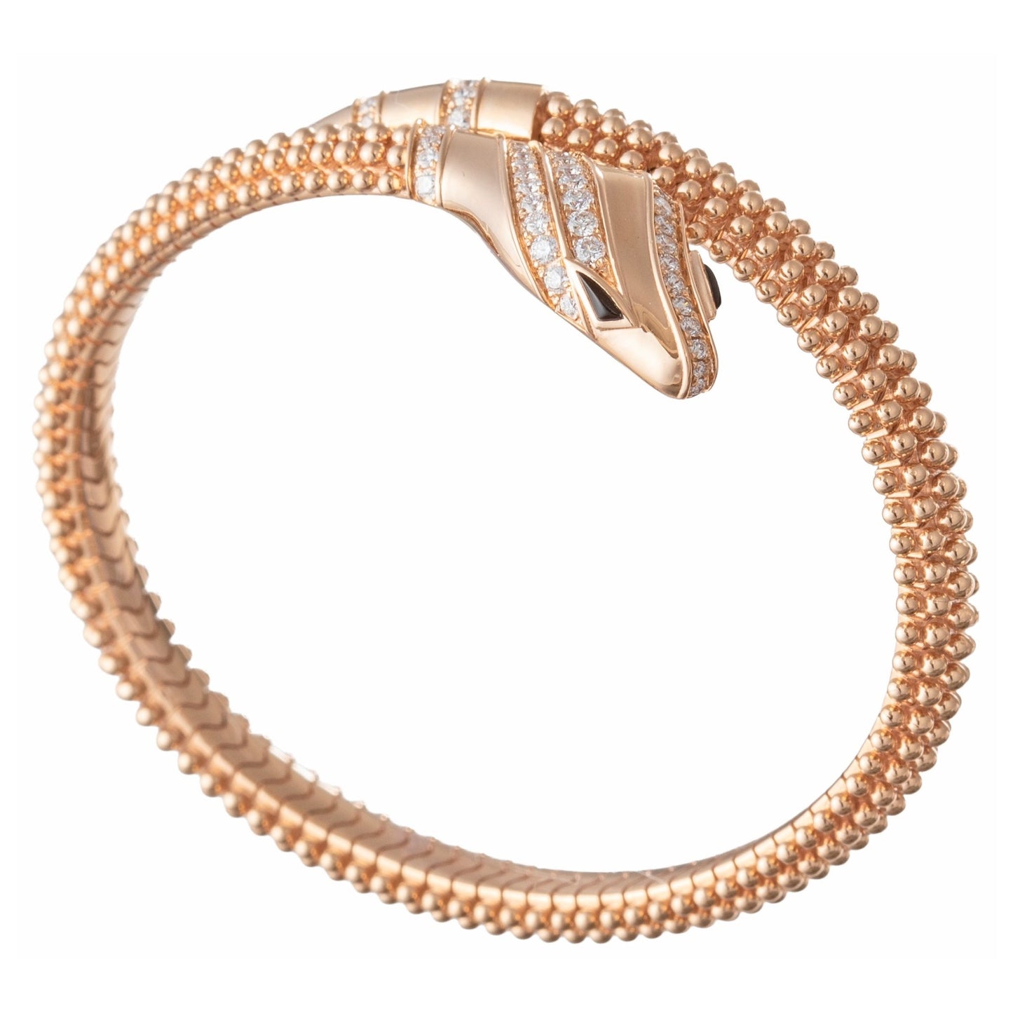 Bvlgari - 18k Rose Gold Diamond Serpenti Bangle Bracelet