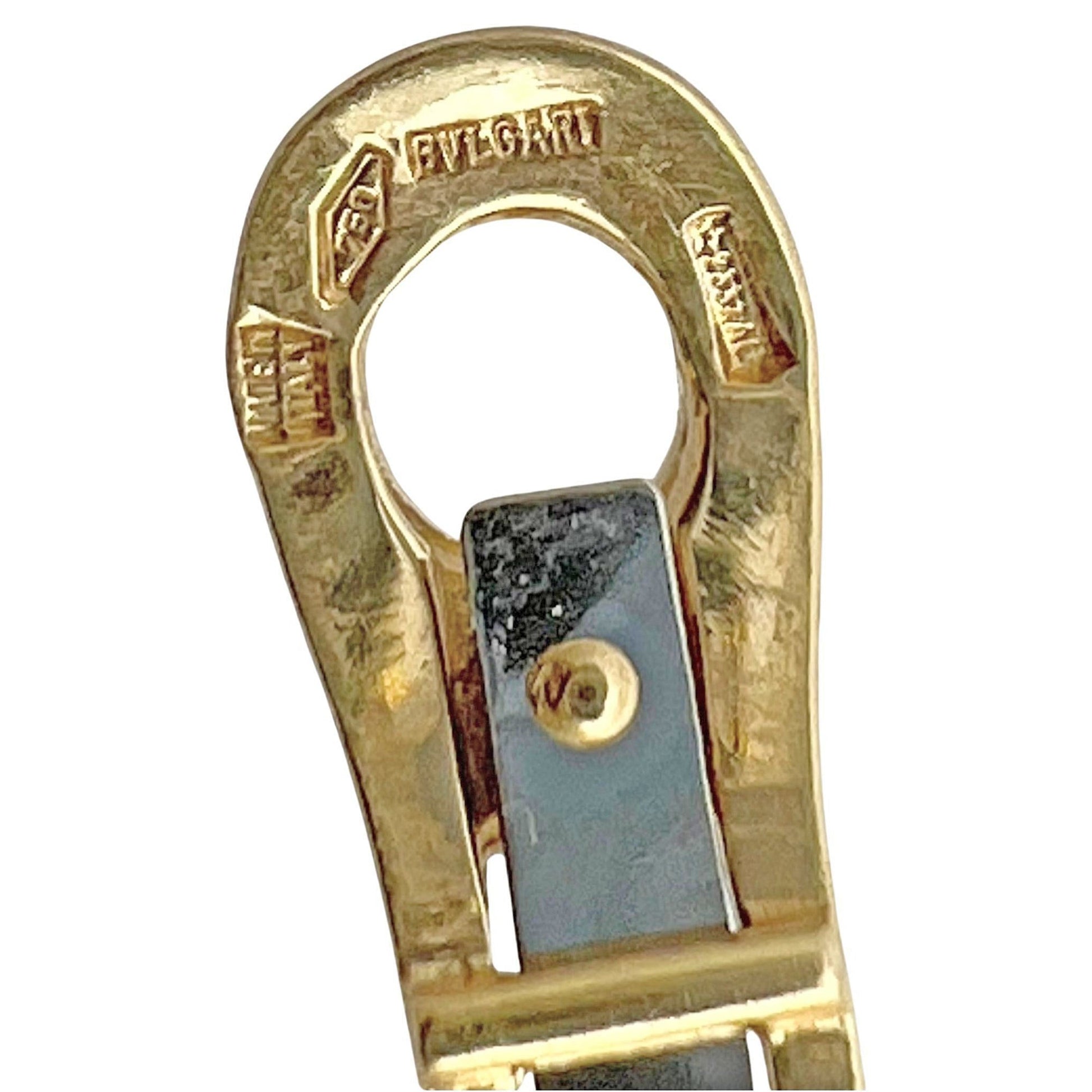 Bvlgari - 18k Yellow Gold Diamond Spiga Hoop Earrings