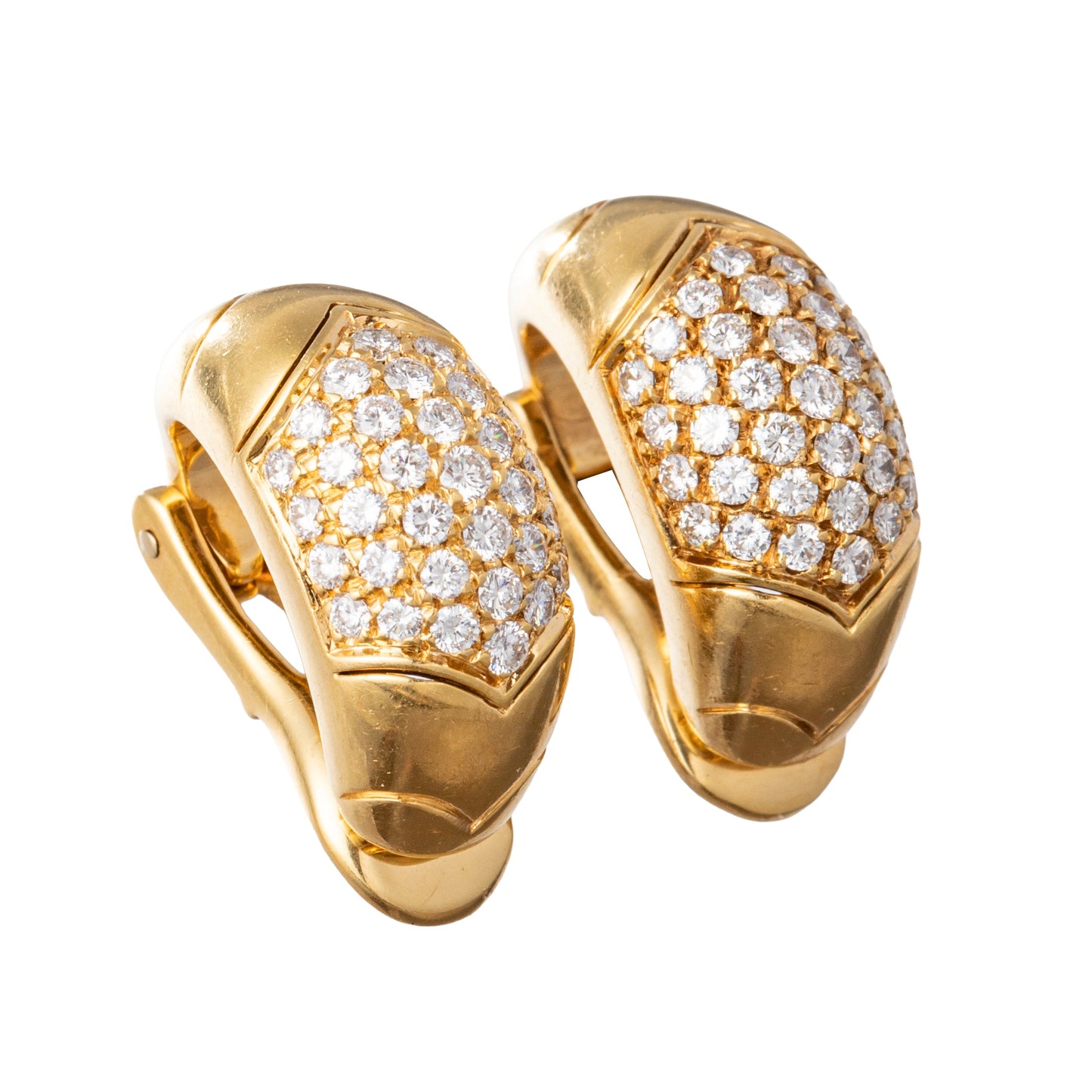 Bvlgari - 18k Yellow Gold Diamond Tronchetto Earrings