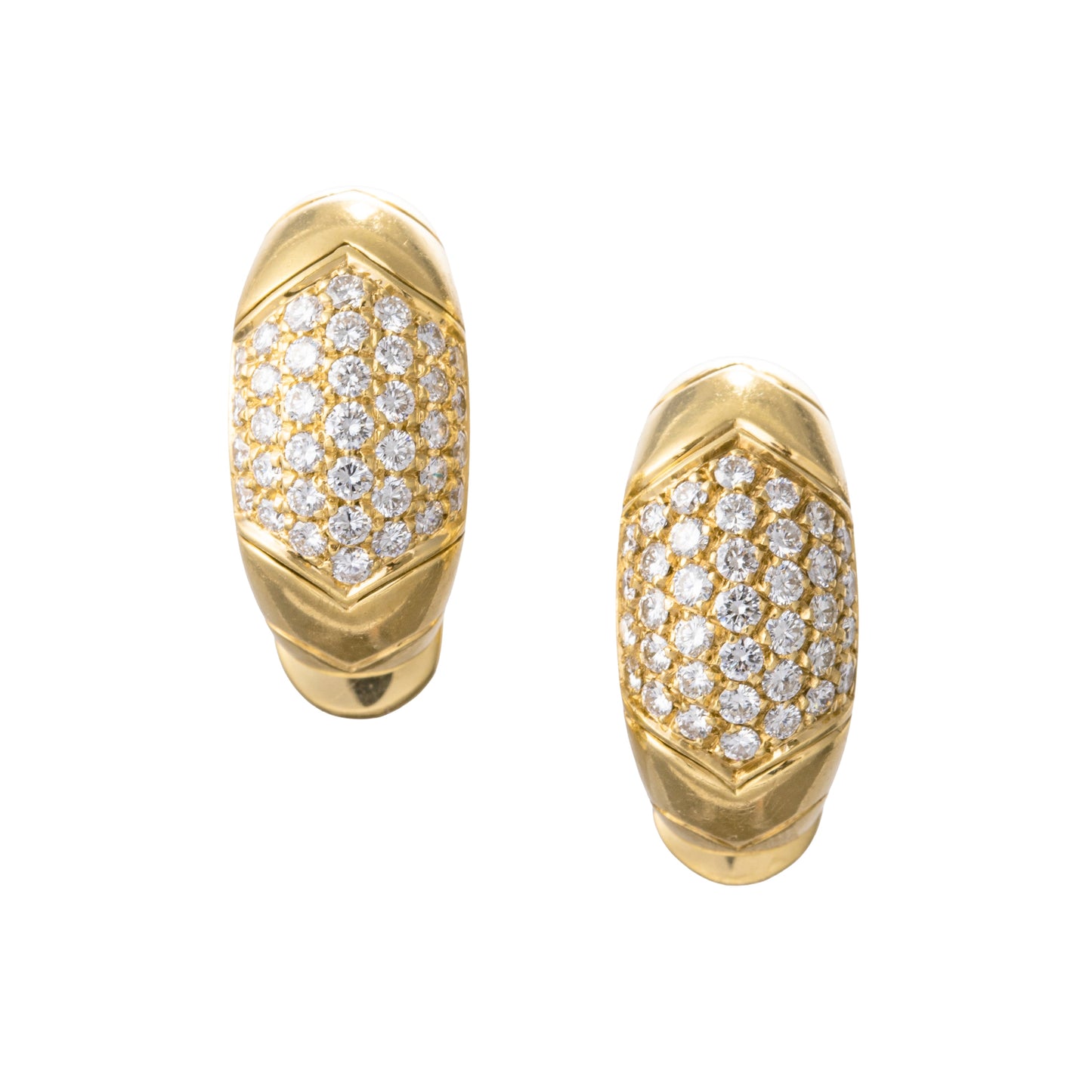 Bvlgari - 18k Yellow Gold Diamond Tronchetto Earrings