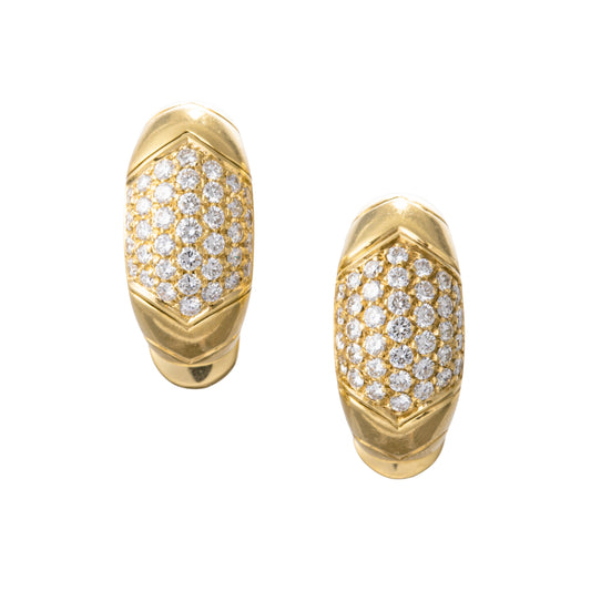 Bvlgari - 18k Yellow Gold Diamond Tronchetto Earrings