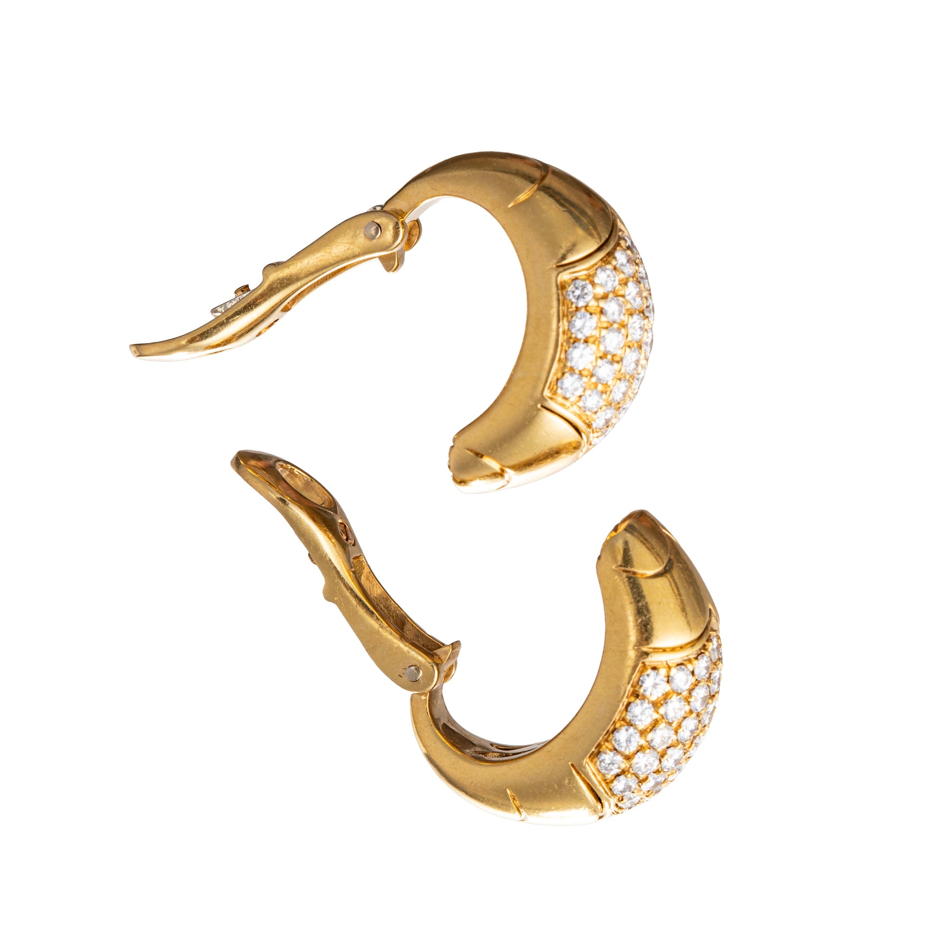 Bvlgari - 18k Yellow Gold Diamond Tronchetto Earrings