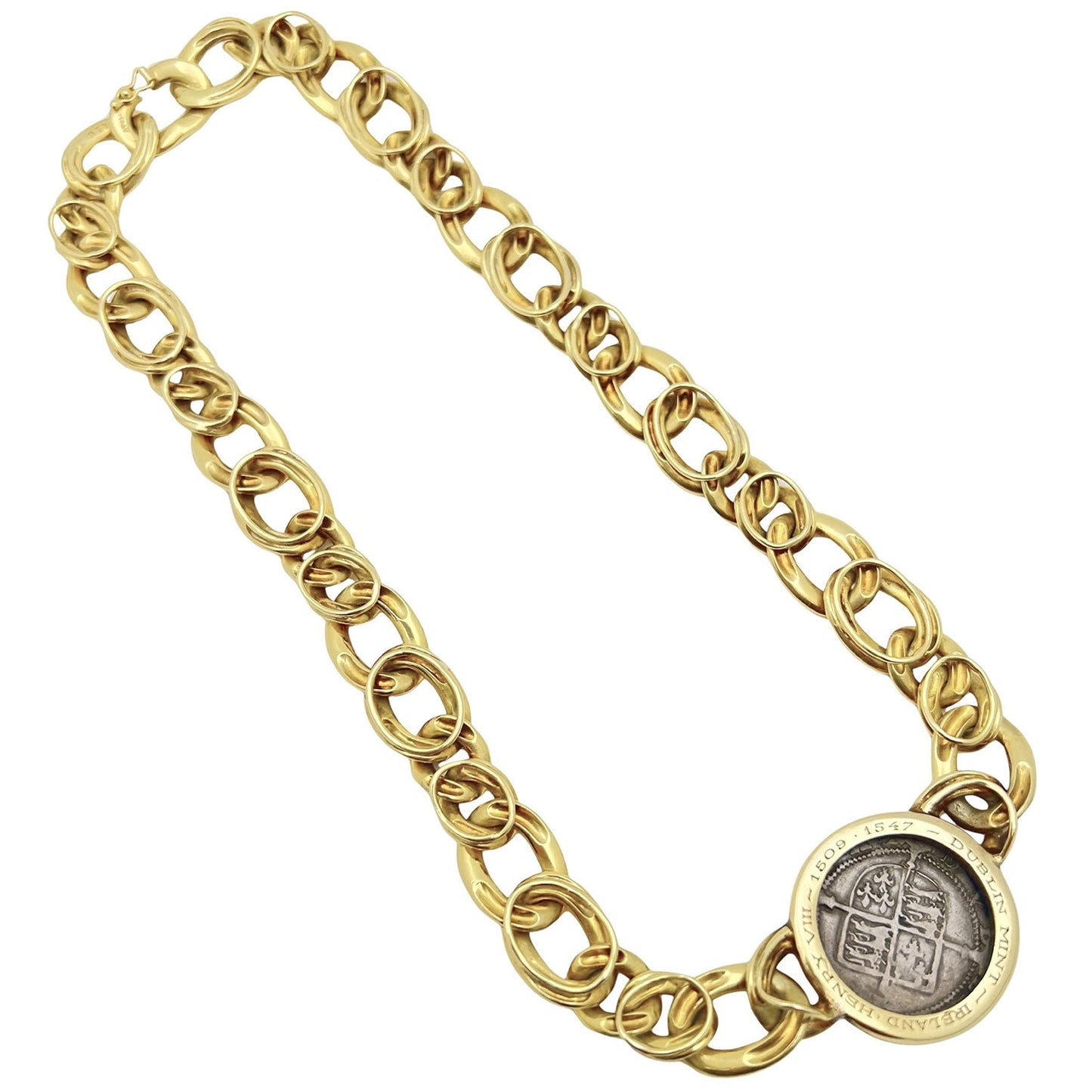 Bvlgari - 18k Yellow Gold Henry VIII Silver Coin Monete Necklace