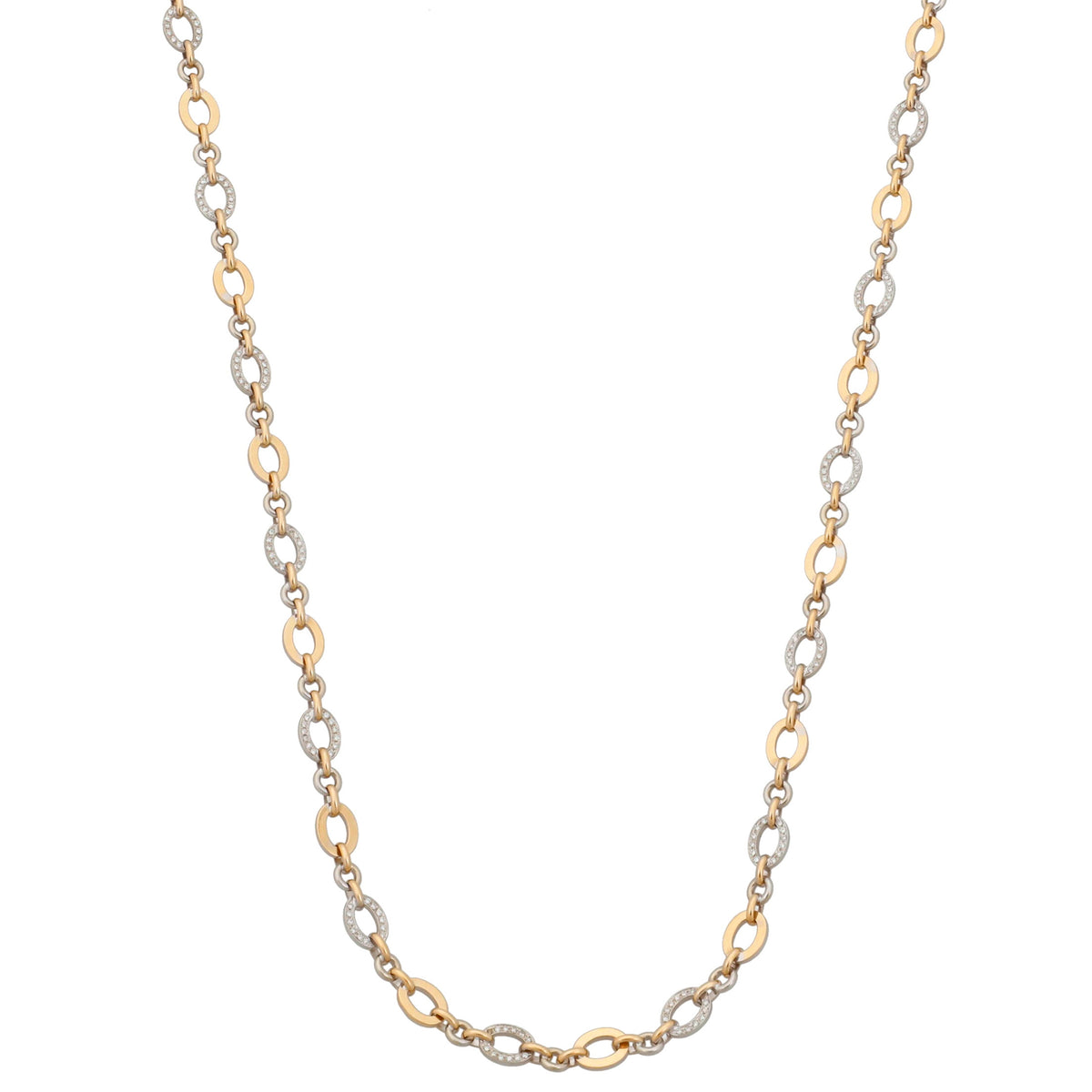 18k Yellow & White Gold Diamond Long Chain Necklace