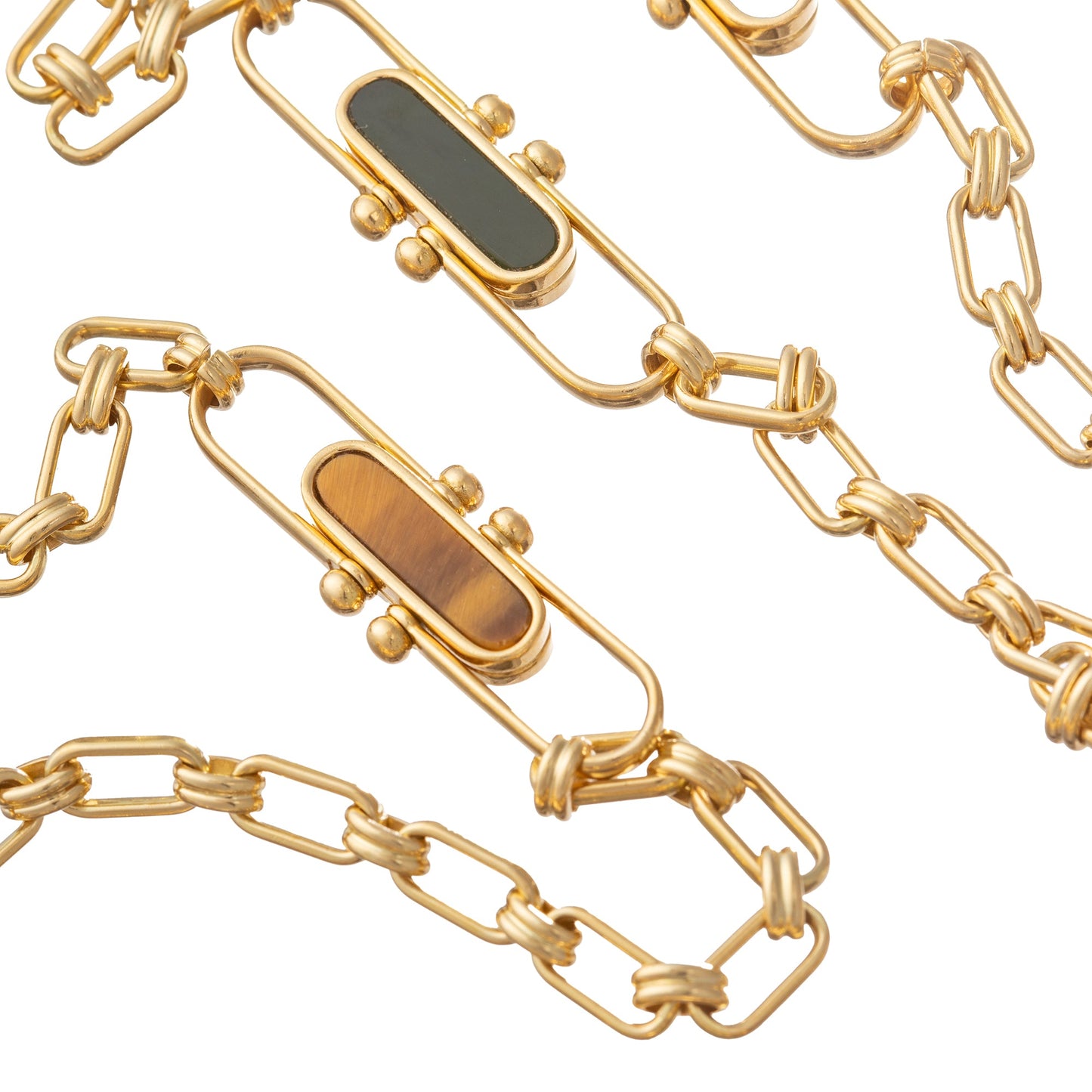 Bvlgari - 1970s 18k Yellow Gold Reversible Hardstone Chain Necklace