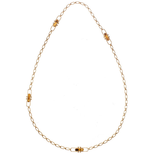 Bvlgari - 1970s 18k Yellow Gold Reversible Hardstone Chain Necklace