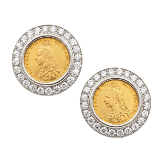 Bvlgari - Sovereign Gold Coin Diamond Large Monete Earrings