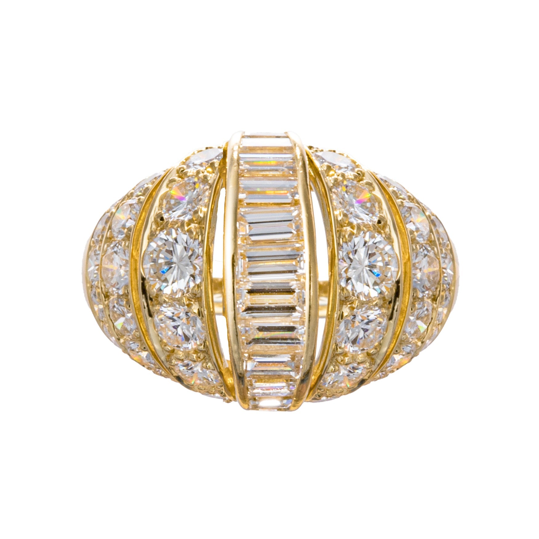 Cartier - 18k Yellow Gold Diamond Bombé Ring