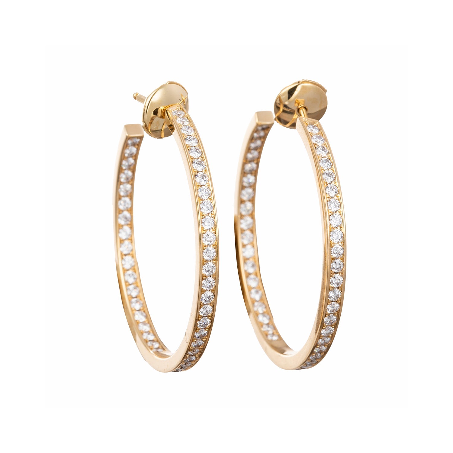 Cartier - 18k Yellow Gold Diamond Hoop Earrings (1.80tcw)