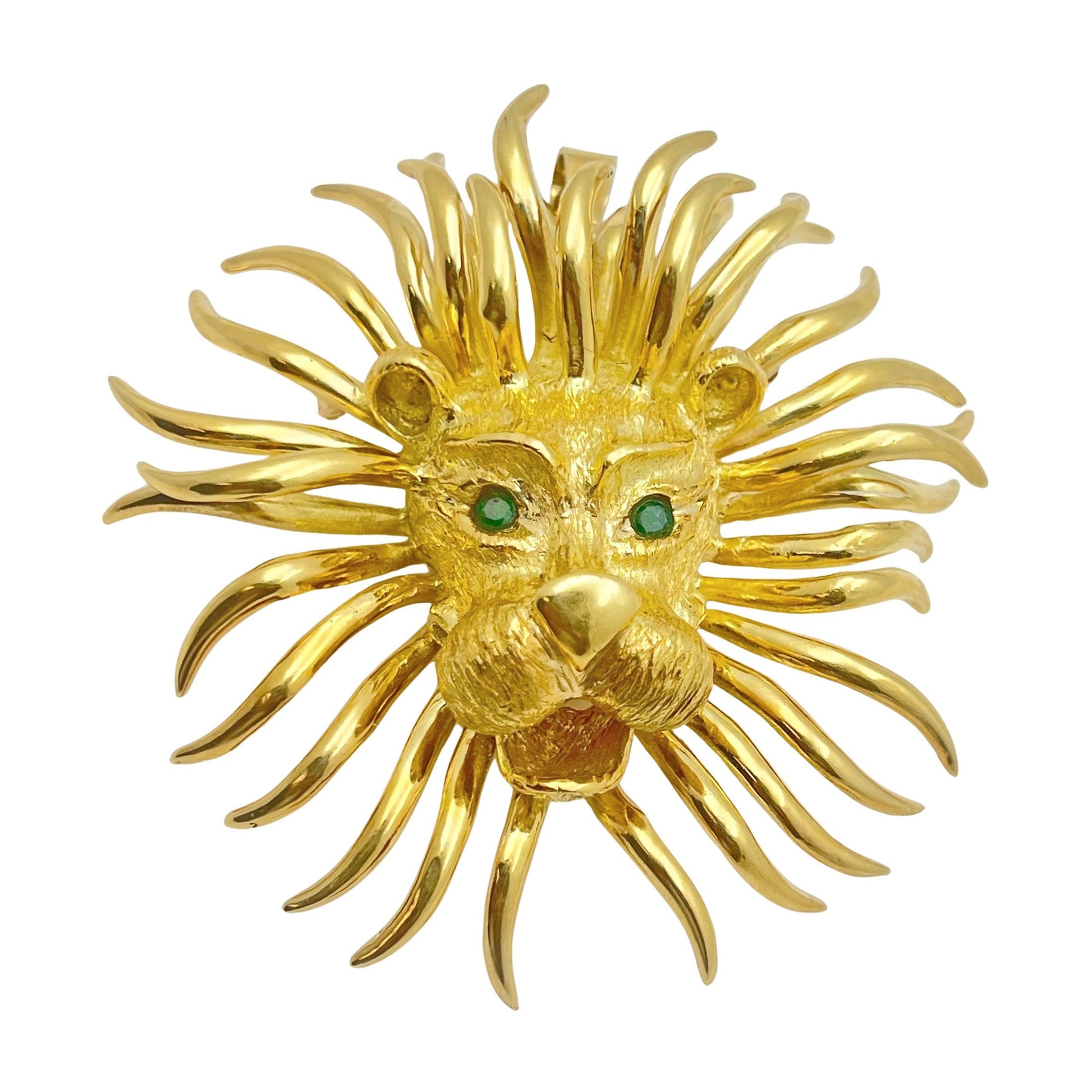 Cartier - 1970s 18k Yellow Gold Lion Mask Pendant Brooch