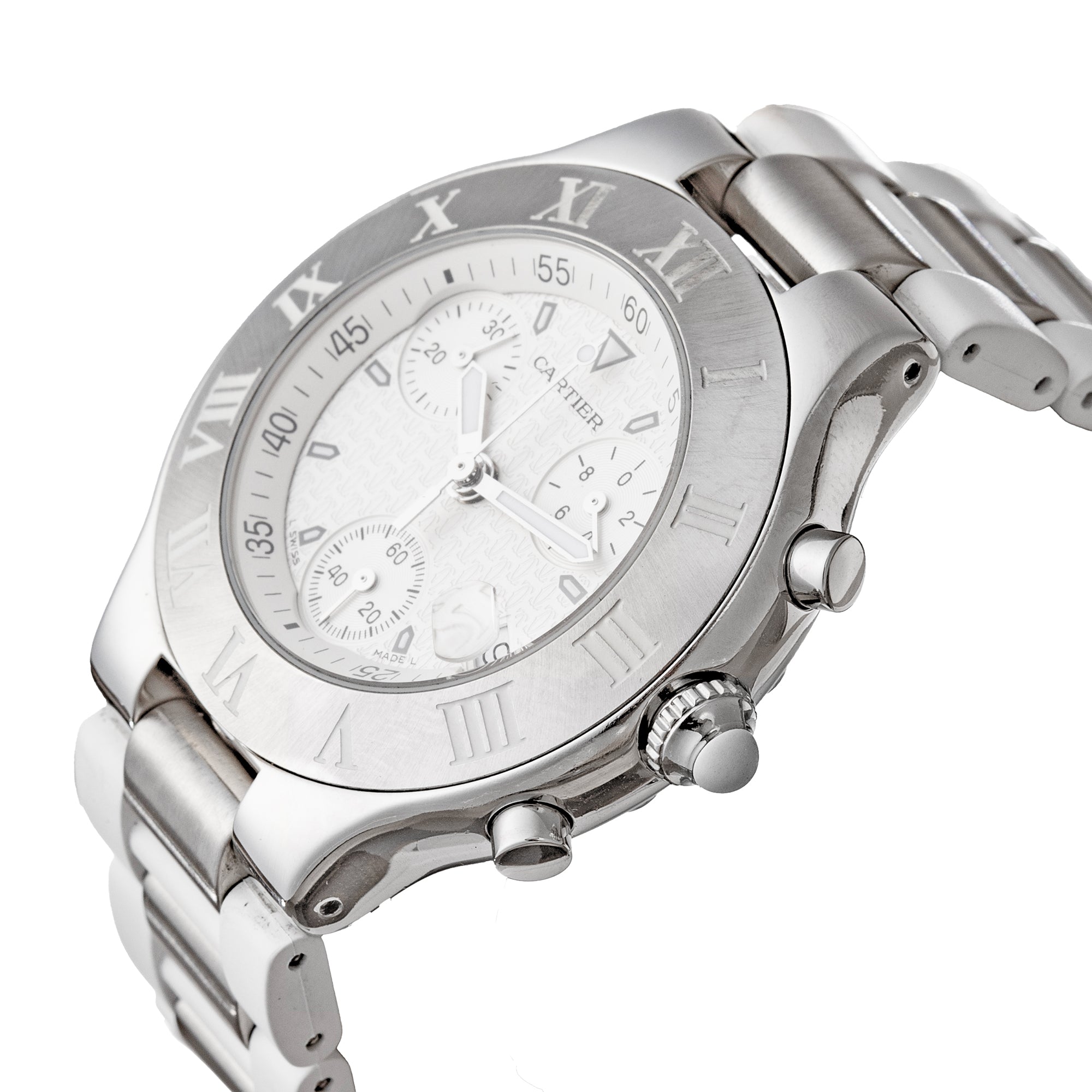 Cartier Chronoscaph 21 White Dial 38mm (2424) – Greenleaf & Crosby