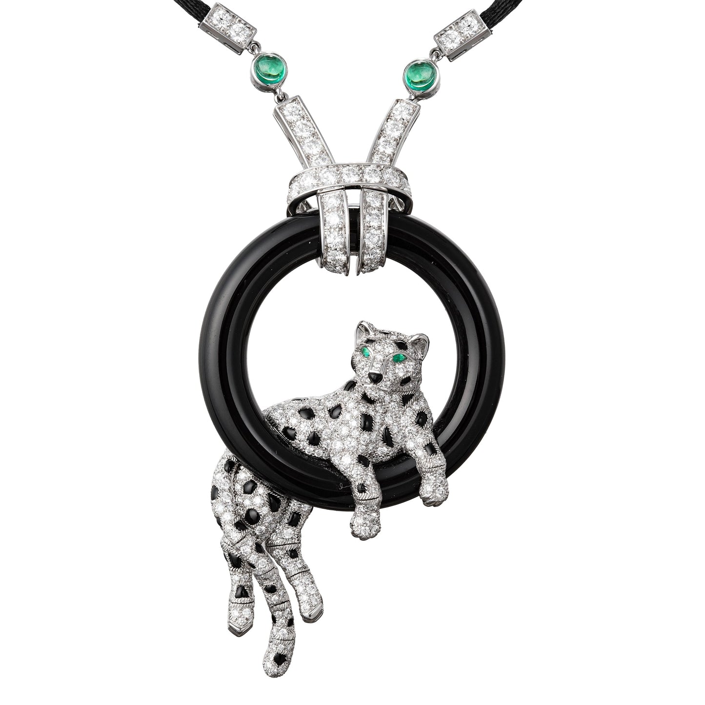 Cartier - Diamond Onyx Emerald Panthère Necklace