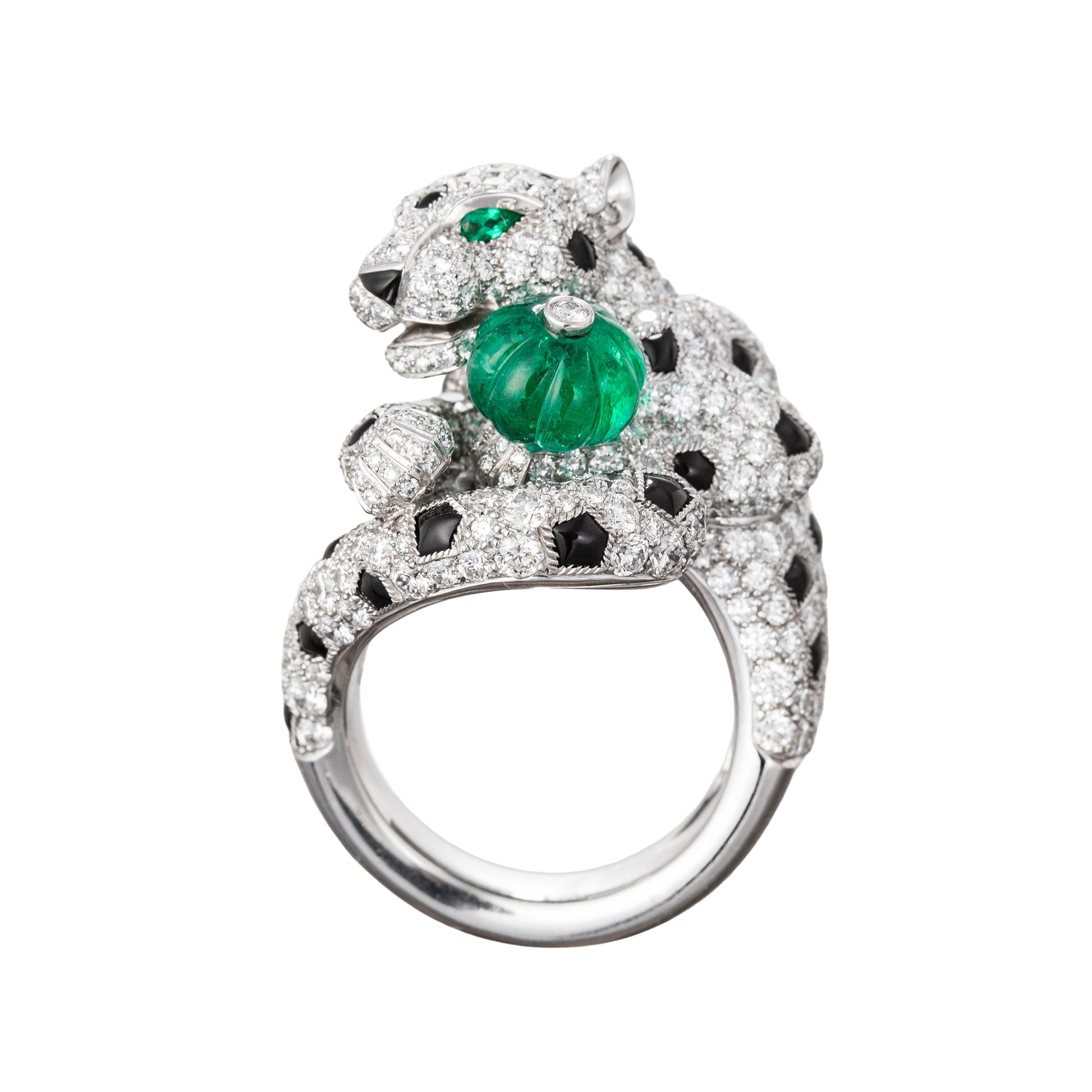 Cartier - Diamond Onyx Emerald Panthère Ring