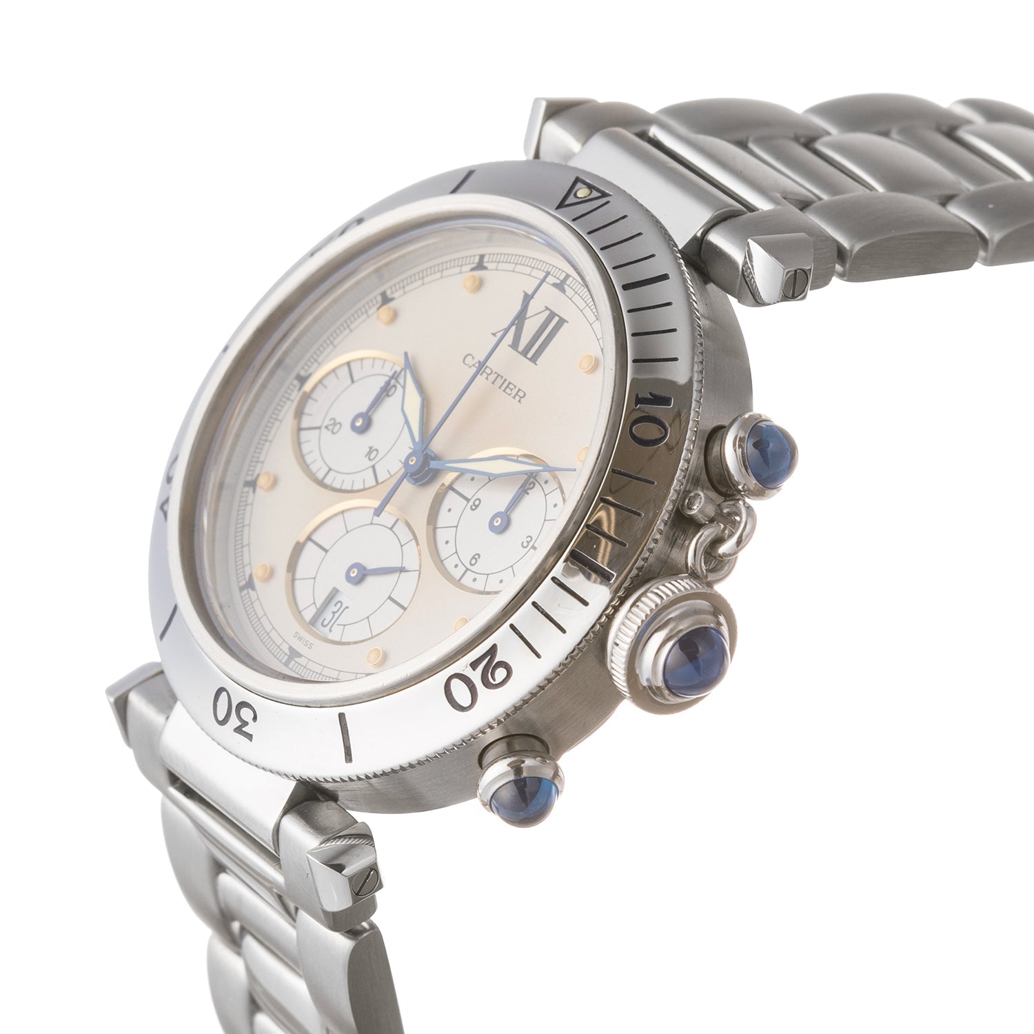 C*t様 Cartier Pasha Automatic 腕時計　未整備品 Cartier Pasha Chronograph 38mm Steel (W3100443) – Greenleaf & Crosby