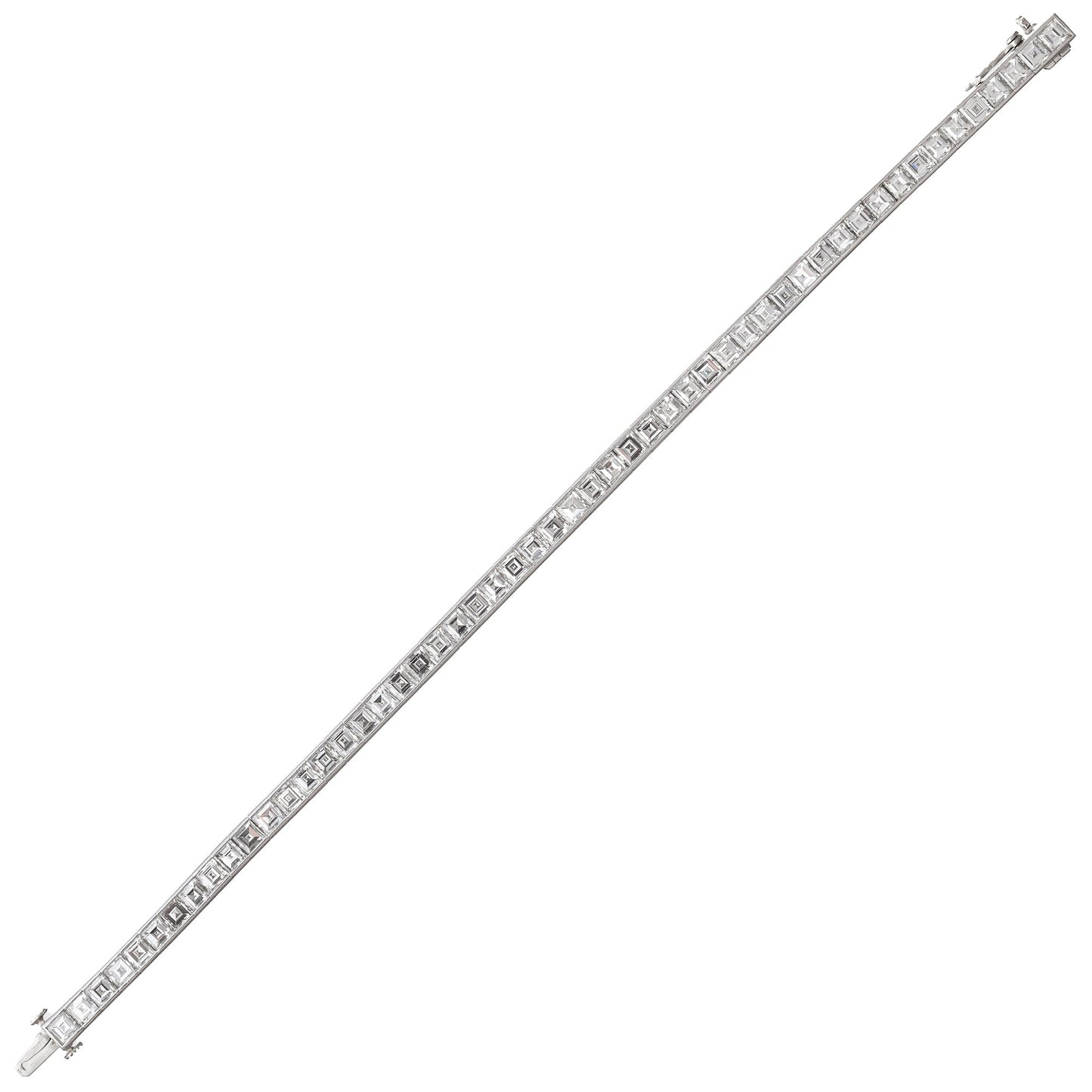 Cartier - Platinum Square Step - Cut Diamond Line Bracelet (10.60tcw)