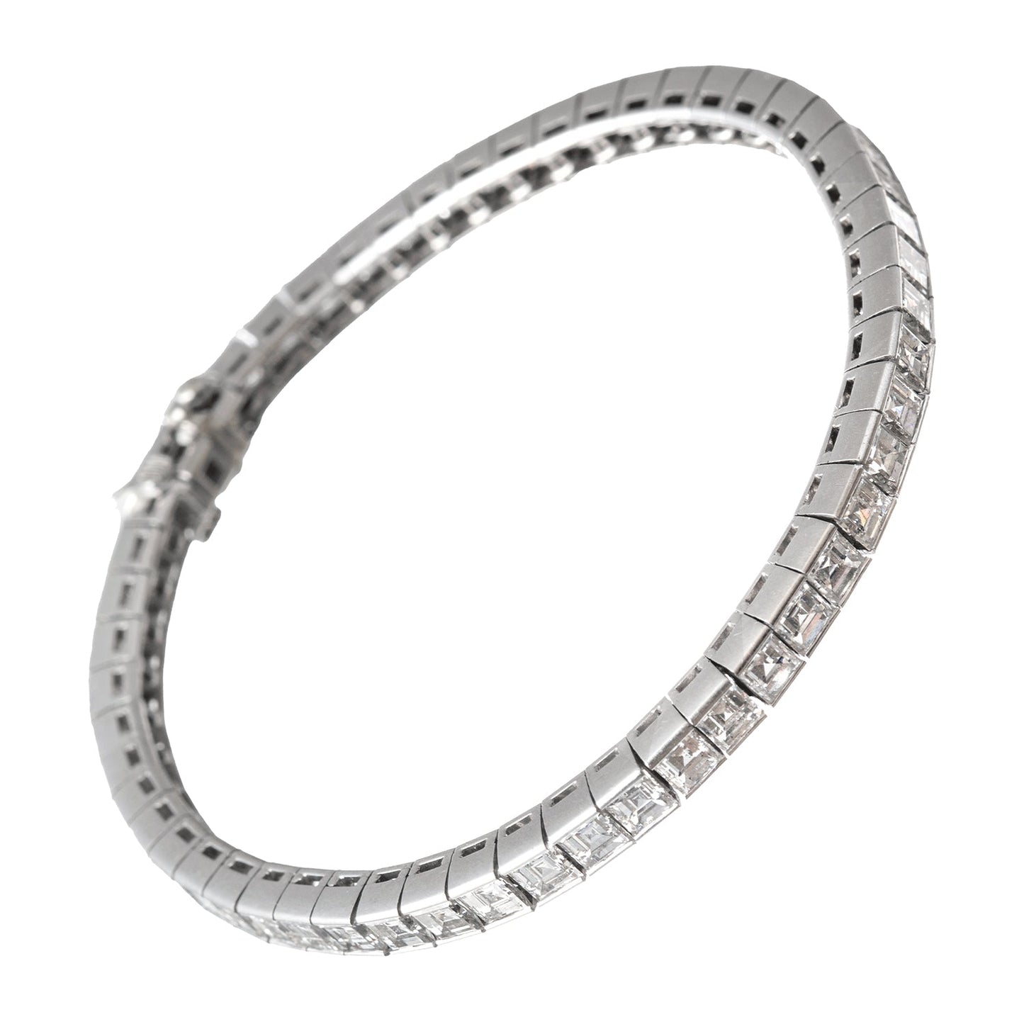 Cartier - Platinum Square Step - Cut Diamond Line Bracelet (10.60tcw)