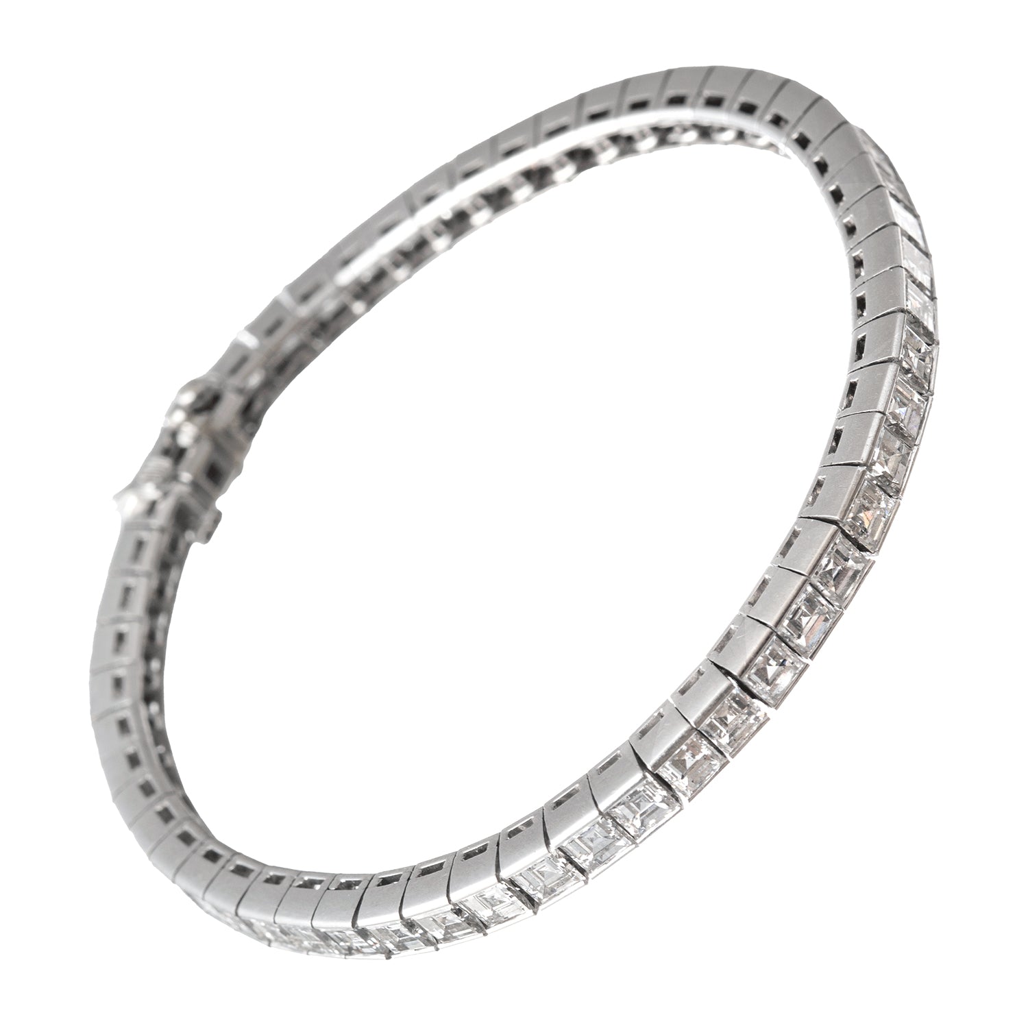 Cartier - Platinum Square Step - Cut Diamond Line Bracelet (10.60tcw)