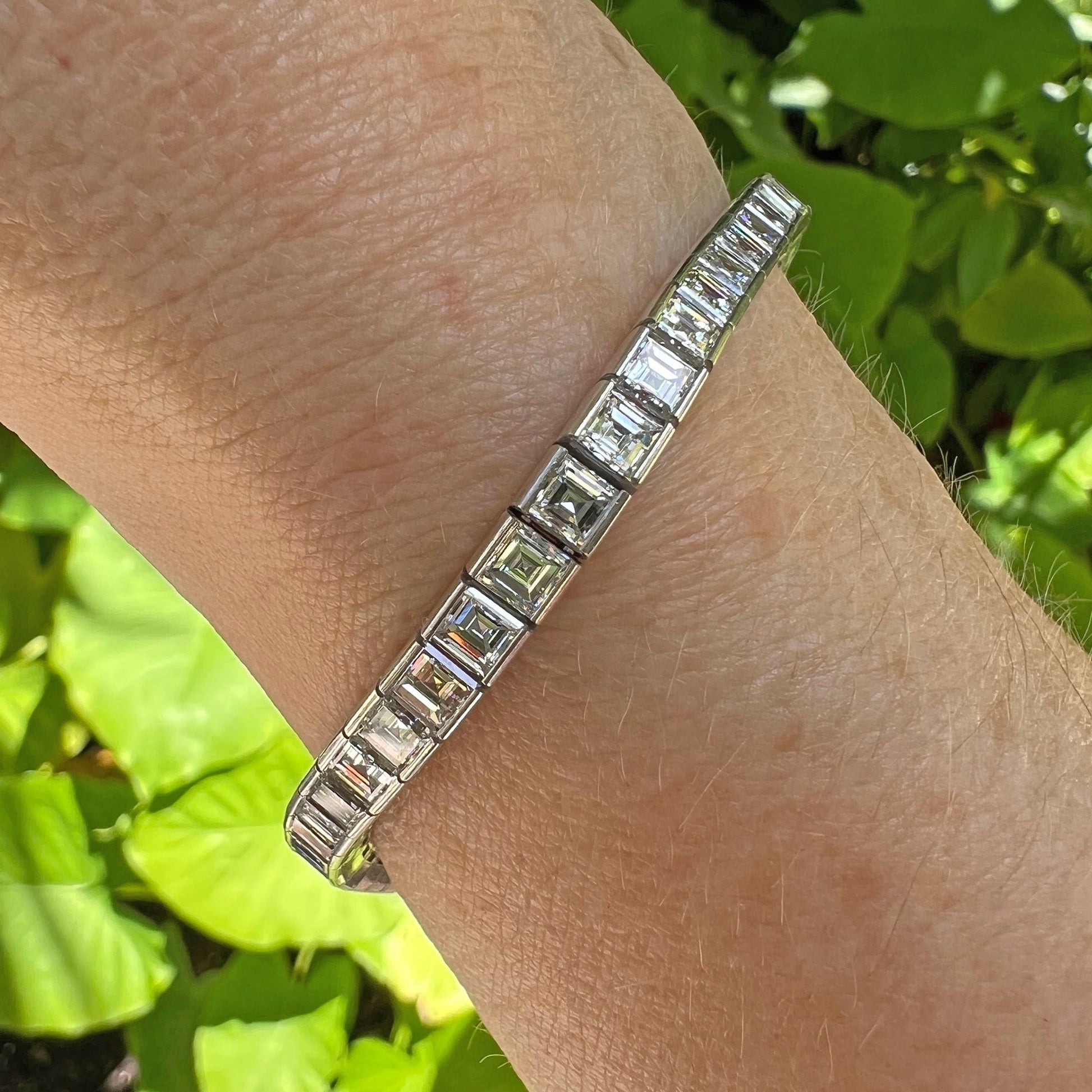 Cartier - Platinum Square Step - Cut Diamond Line Bracelet (10.60tcw)