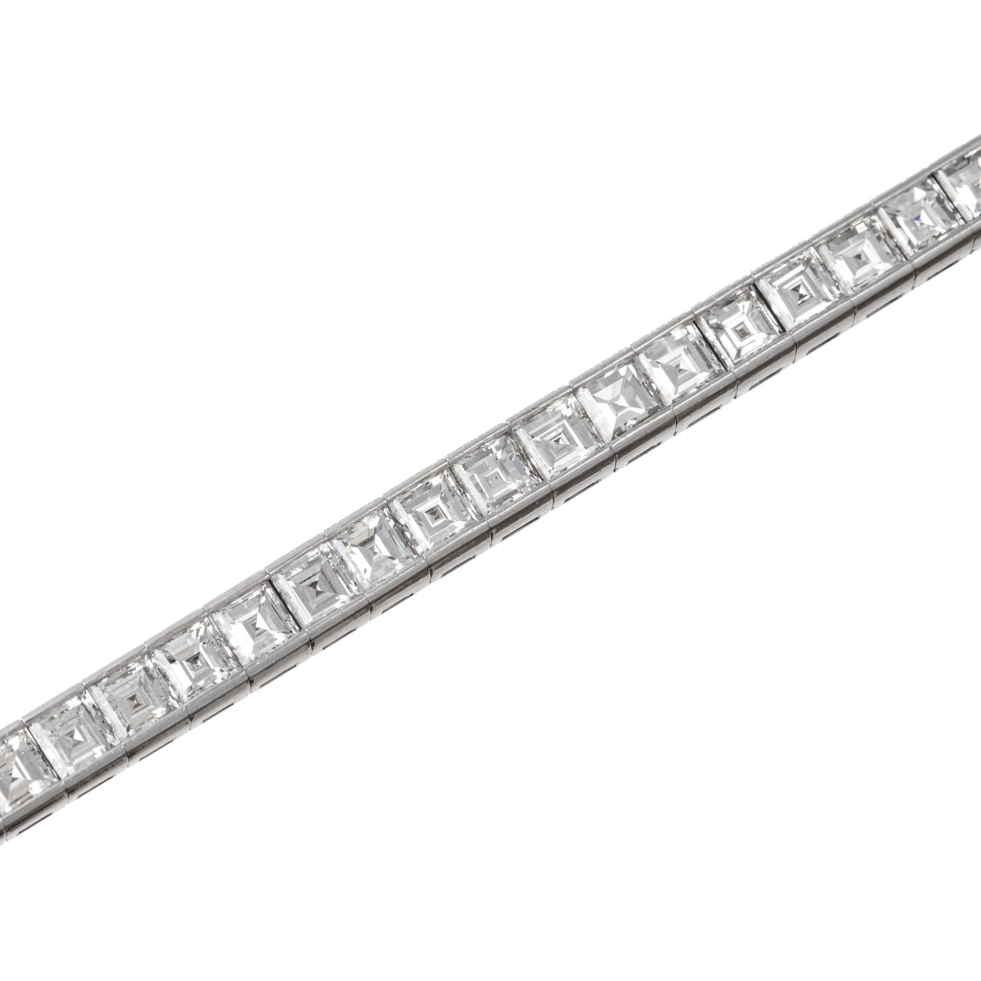 Cartier - Platinum Square Step - Cut Diamond Line Bracelet (10.60tcw)