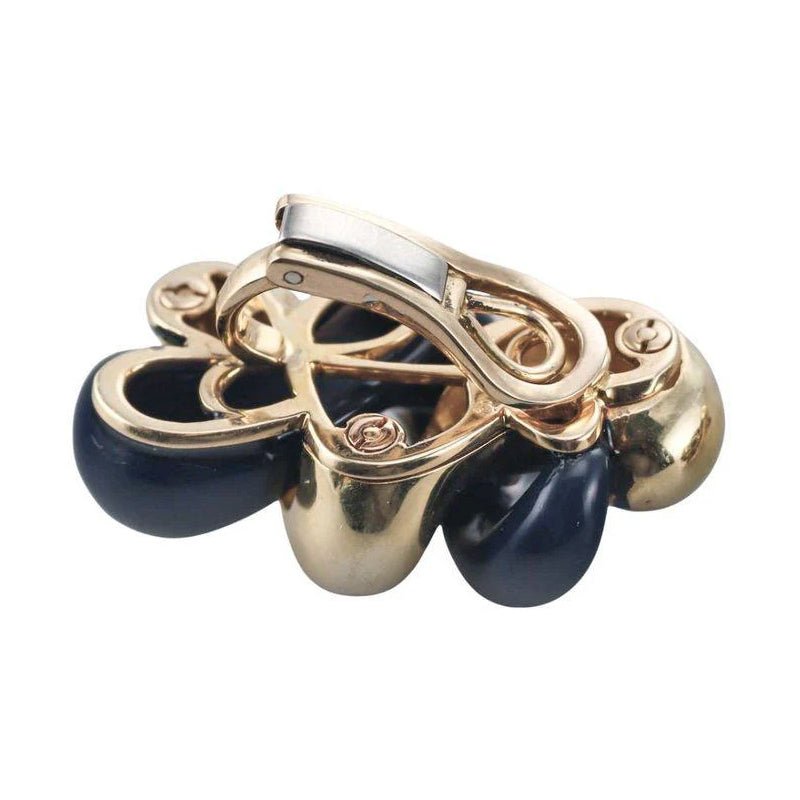 Carvin French - 18k Yellow Gold Black Jade Spiral Twist Earrings