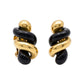Carvin French - 18k Yellow Gold Black Jade Spiral Twist Earrings