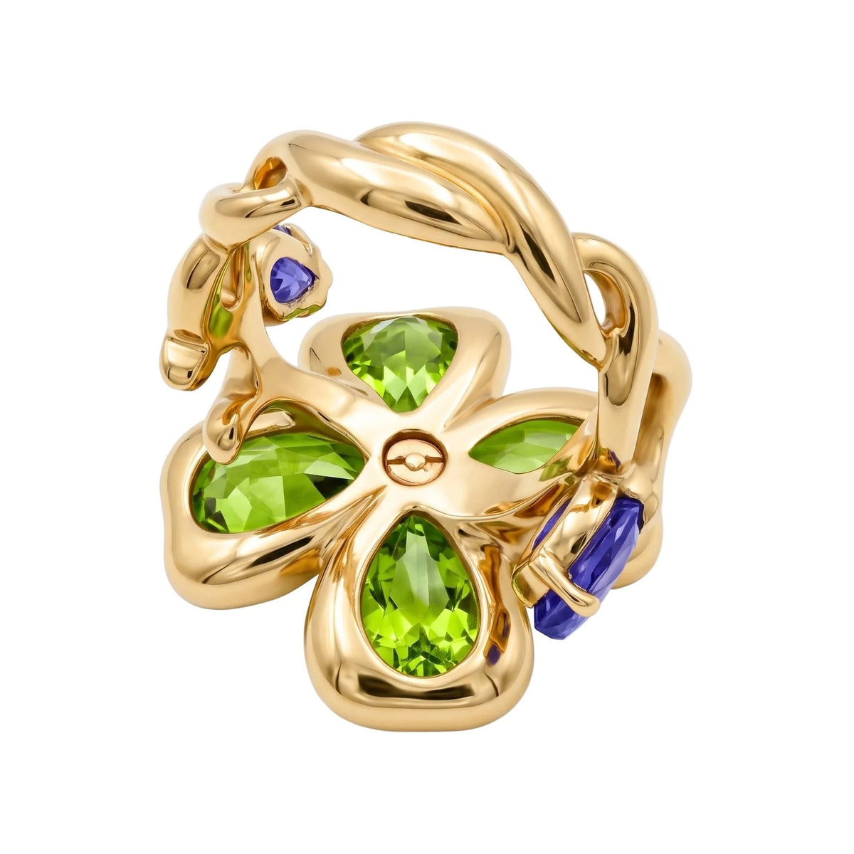 Chanel - 18k Yellow Gold Peridot Iolite Clover Ring