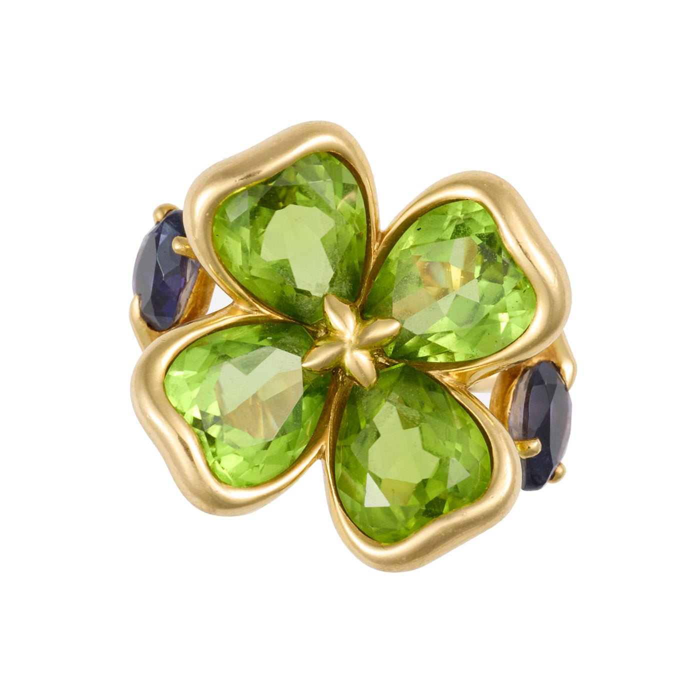 Chanel - 18k Yellow Gold Peridot Iolite Clover Ring