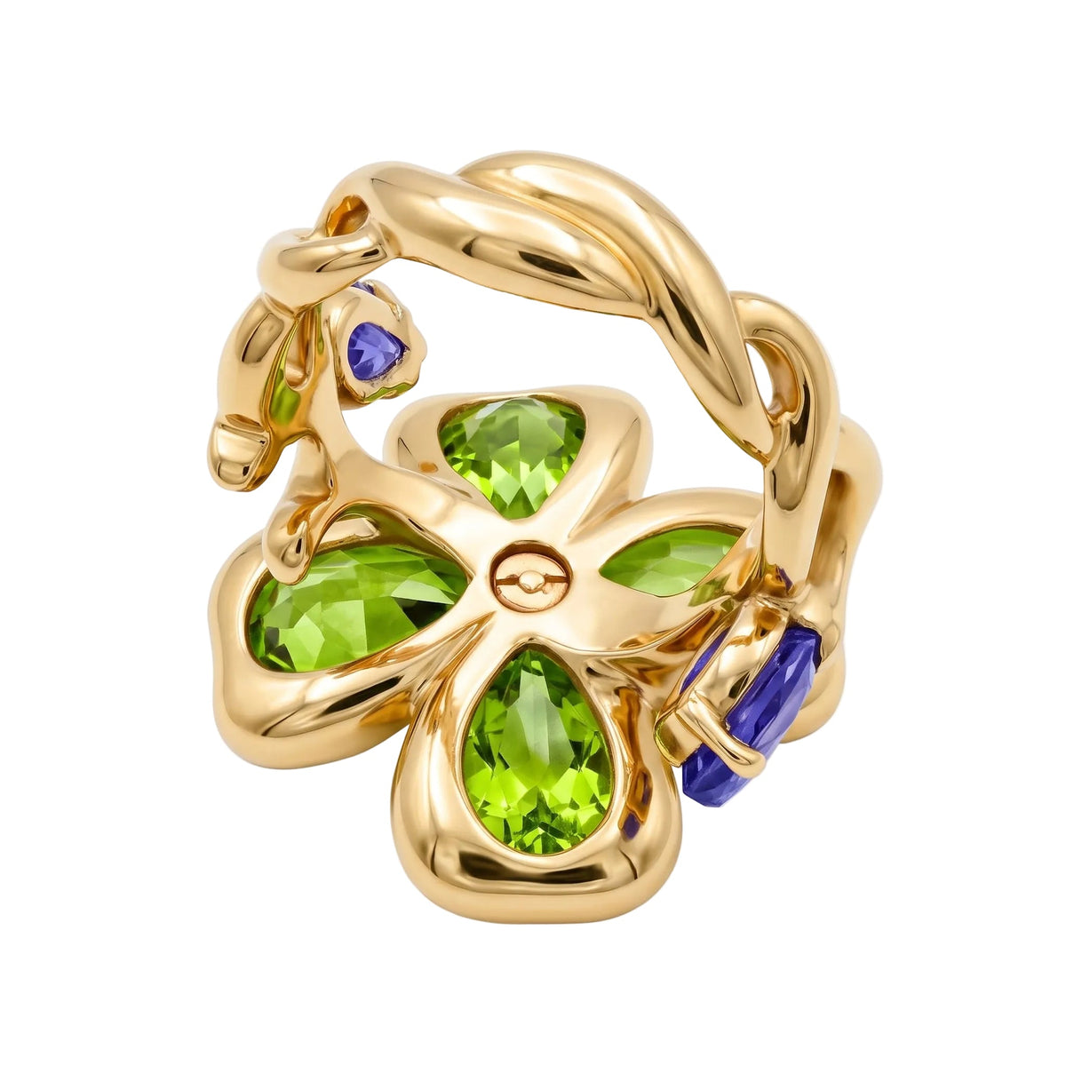 Chanel - 18k Yellow Gold Peridot Iolite Clover Ring