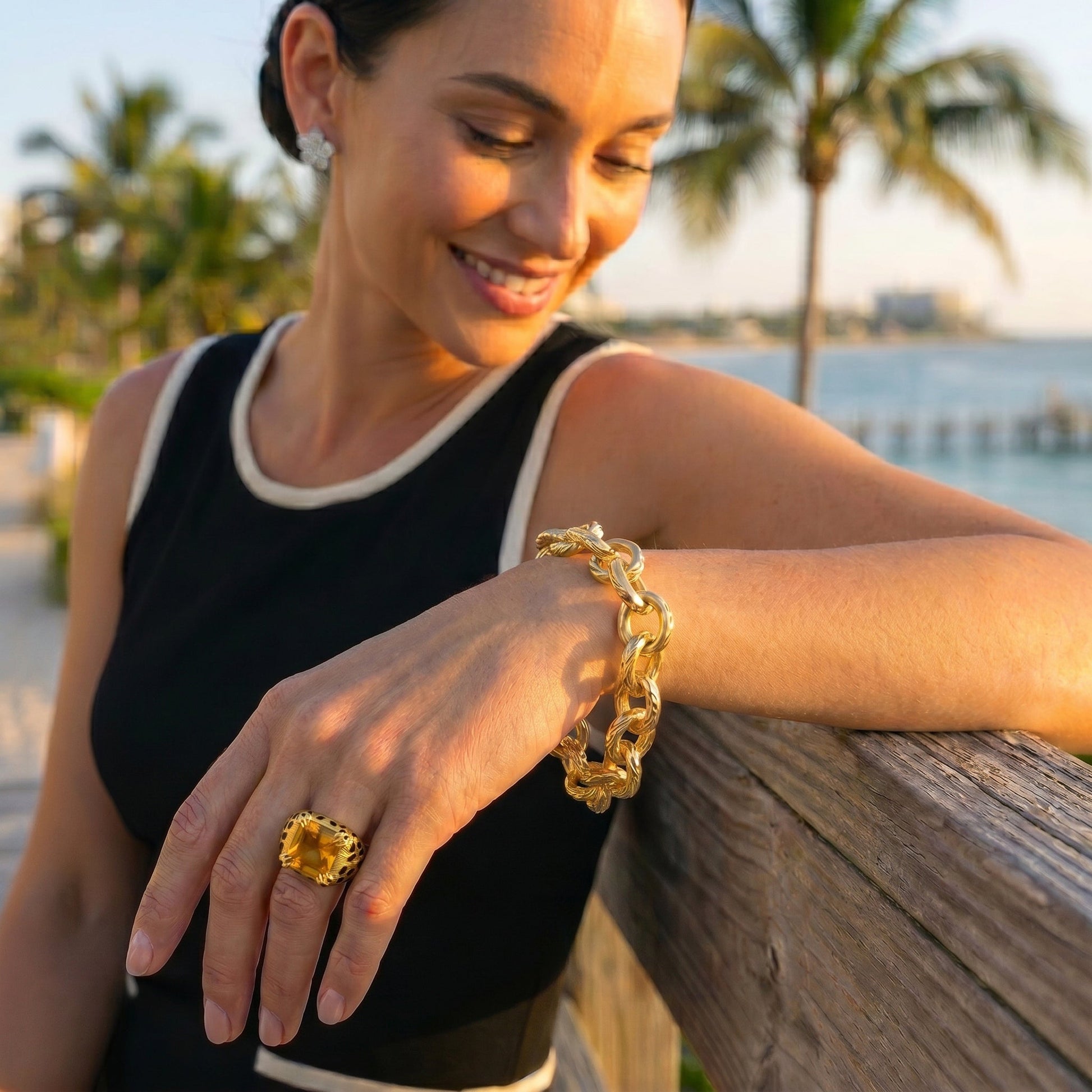Christian Dior - 18k Yellow Gold Citrine Leopard Spot Ring
