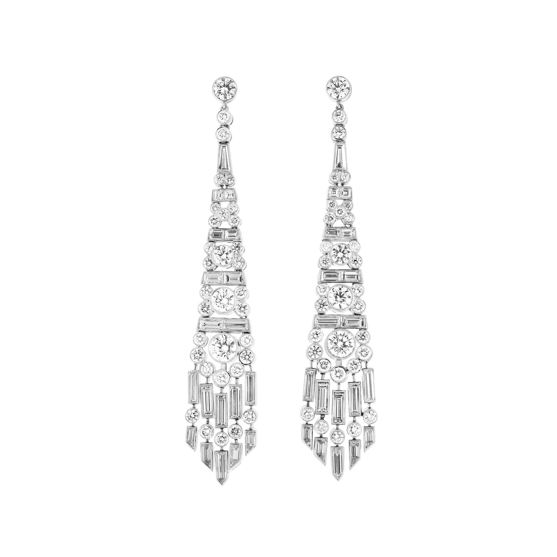 Cicada - Platinum Diamond Chandelier Earrings