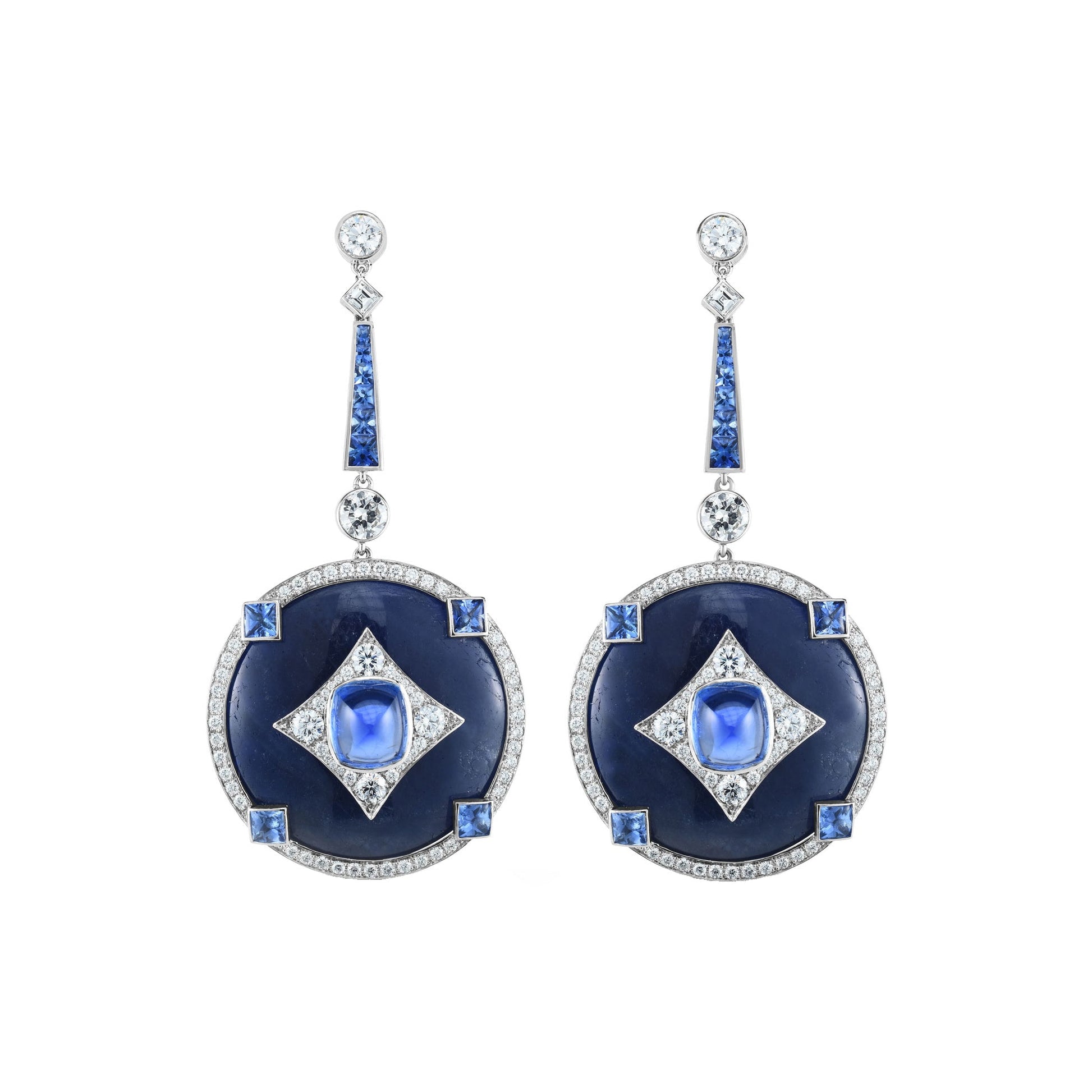 Cicada - Sapphire Tanzanite Diamond Drop Earrings