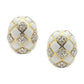 David Webb - 18k Gold Platinum White Enamel Diamond Dome Earrings