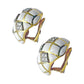 David Webb - 18k Gold Platinum White Enamel Diamond Dome Earrings