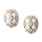 David Webb - 18k Gold Platinum White Enamel Diamond Dome Earrings