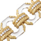 David Webb - 18k Gold Rock Crystal Diamond Link Bracelet