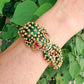 David Webb - 18k Yellow Gold Green Enamel Ruby Diamond Frog Bracelet