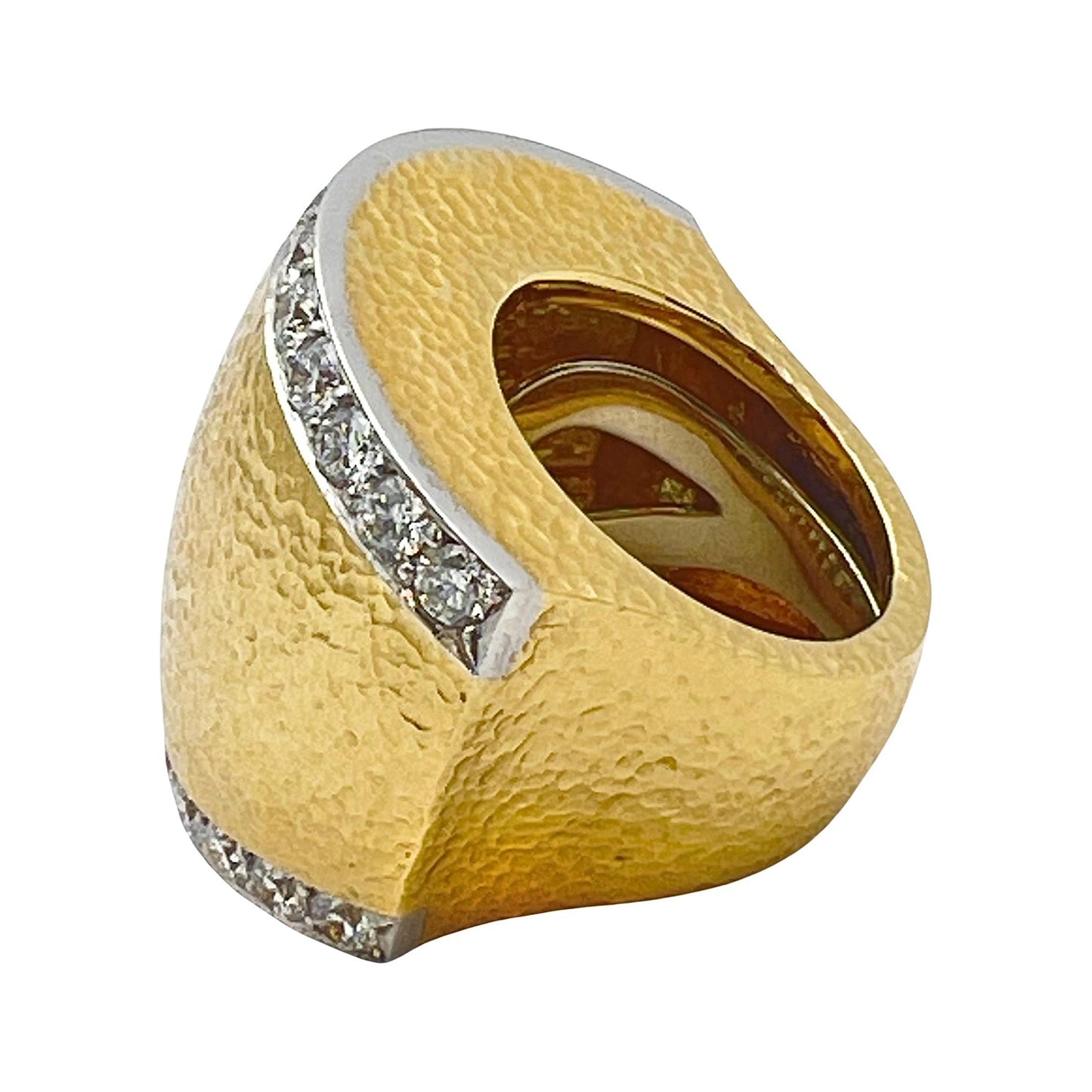 David Webb - 18k Yellow Gold Platinum Diamond Dome Ring