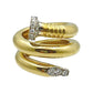 David Webb - 18k Yellow Gold Platinum Diamond Nail Wrap Ring