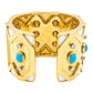 18k Gold Turquoise Diamond Enamel Rickrack Cuff Bracelet