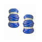David Webb - Fluted Lapis Lazuli Diamond Half - Hoop Earrings