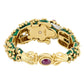 18k Yellow Gold Green Enamel Ruby Diamond Frog Bracelet