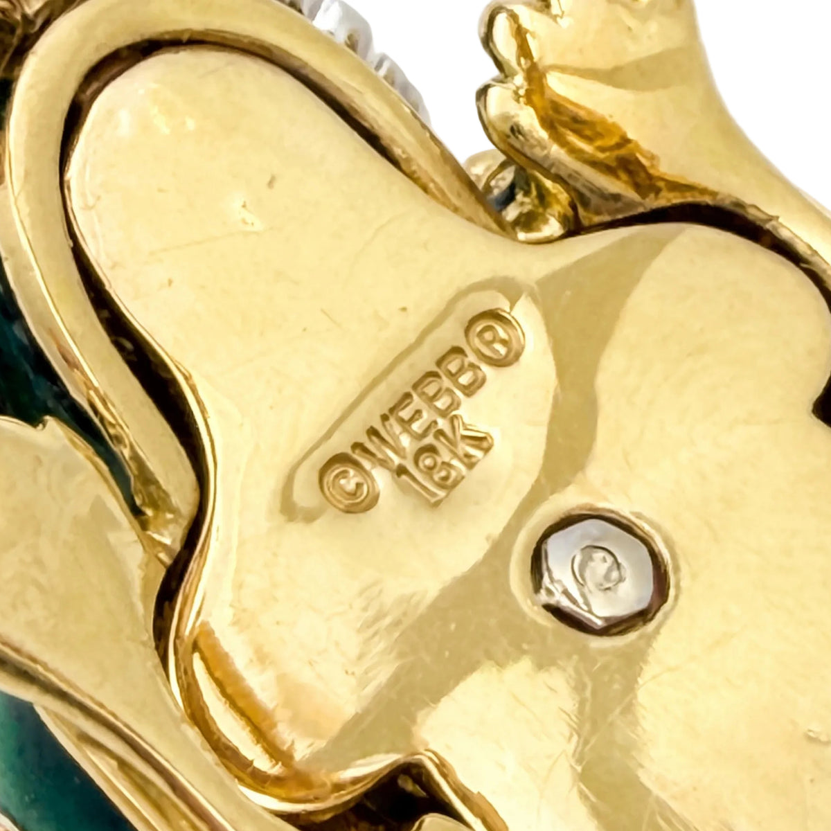 18k Yellow Gold Green Enamel Ruby Diamond Frog Bracelet