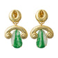 David Webb - Hammered 18k Yellow Gold Jade Drop Earrings
