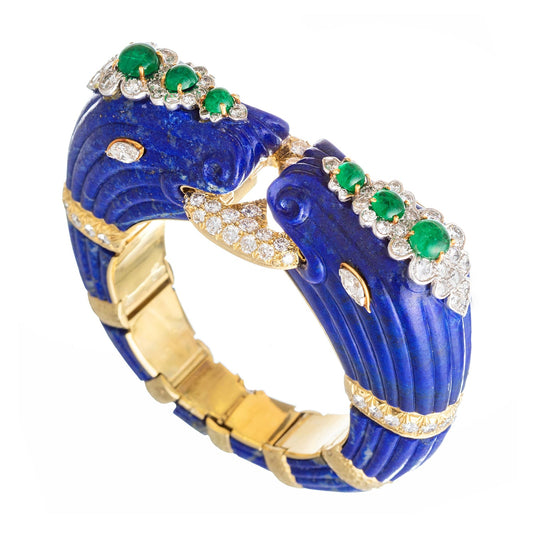 David Webb - Lapis Emerald Diamond Chimera Bracelet