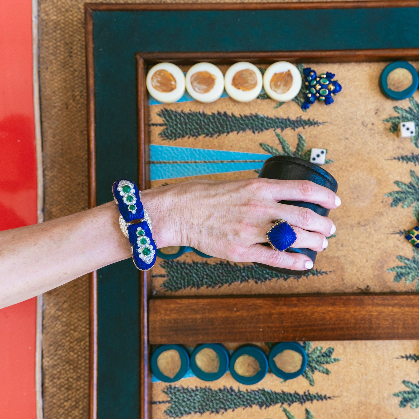 David Webb - Lapis Emerald Diamond Chimera Bracelet