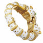 Platinum & 18K Yellow Gold Double Head Tiger White Enamel Bracelet
