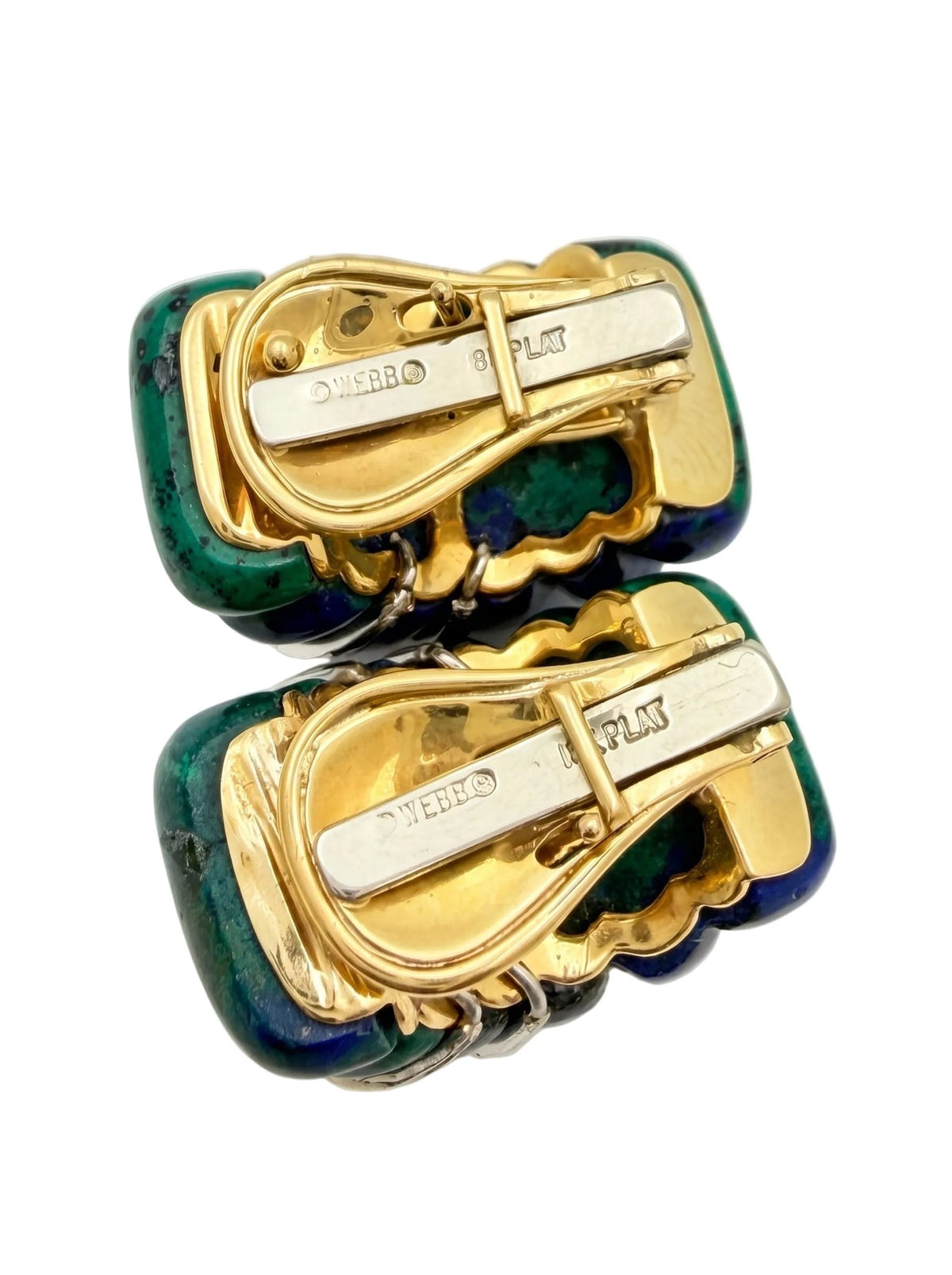 David Webb - Vintage Azurmalachite Diamond Shrimp Earrings